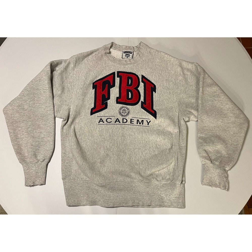 VTG USA Made FBI Academy Lee Reverse Weave Sweatshirt Crewneck Spellout L